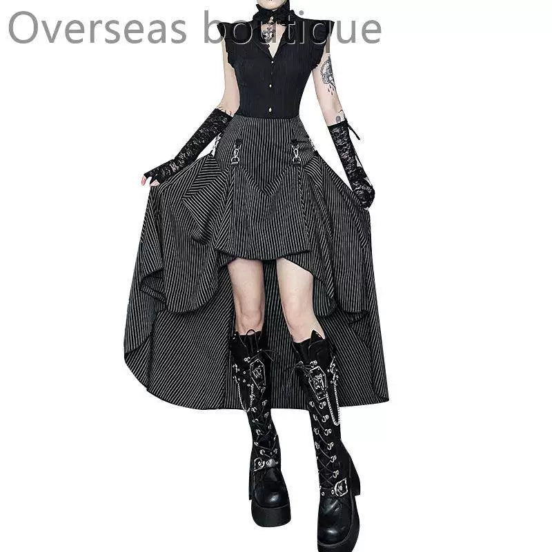 Gothic striped half length skirt party dress