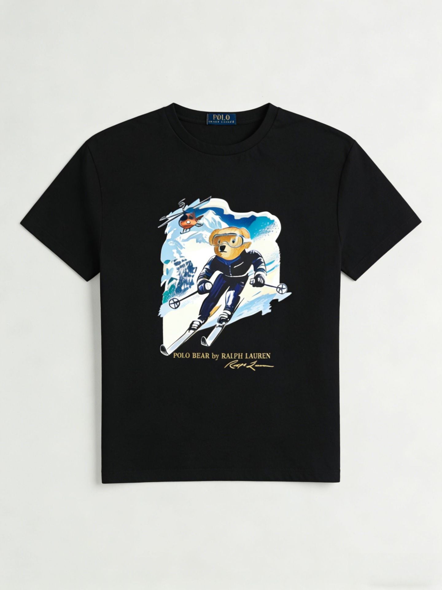 European and American Cross border 2025 Summer Cross border Women's Fashion New Casual Bear Printed T-shirt Round Neck Loose Short Sleeve