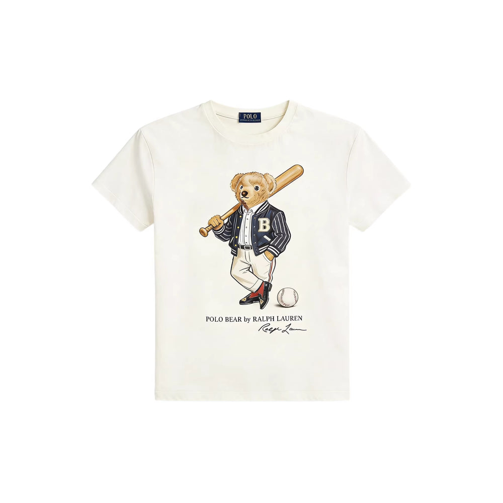 European and American Cross border 2026 Summer Cross border Women's Fashion New Casual Bear Printed Round Neck T-shirt Short Sleeve Top