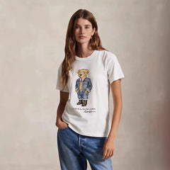 European and American Cross border 2026 Summer Cross border Women's Fashion New Casual Bear Printed Round Neck T-shirt Short Sleeve Top