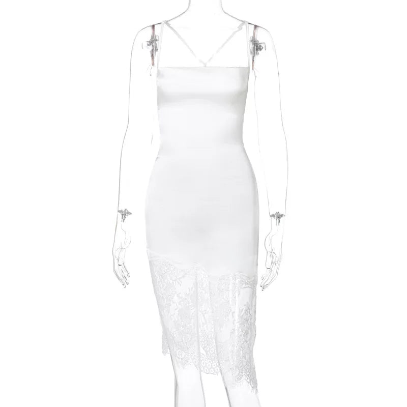 Sexy Stitching Lace Dress, Sexy Splicing Lace Dress, Lace up backless Dress, Female