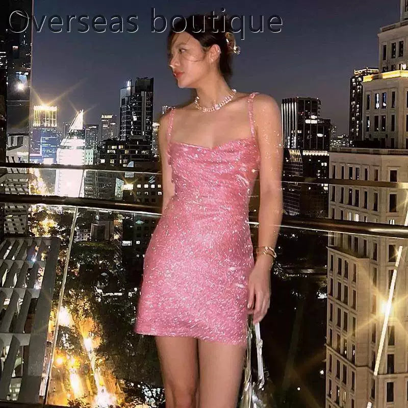 Strap up dress short skirt for women, backless strapless dress, commuting short skirt, women