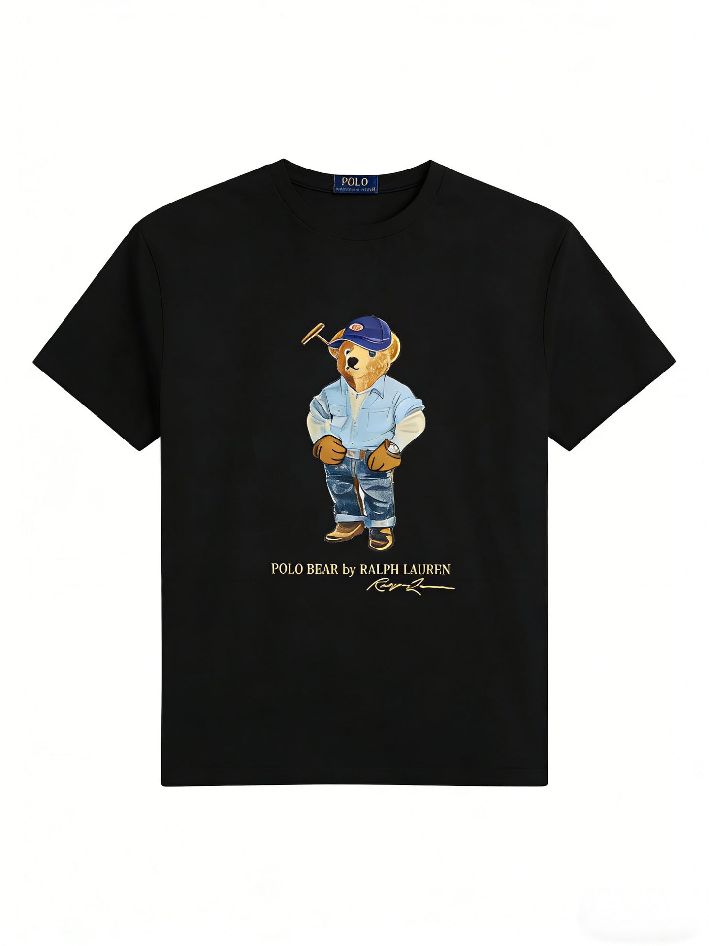 European and American Cross border 2025 Summer Cross border Women's Fashion New Casual Bear Printed T-shirt Round Neck Loose Short Sleeve