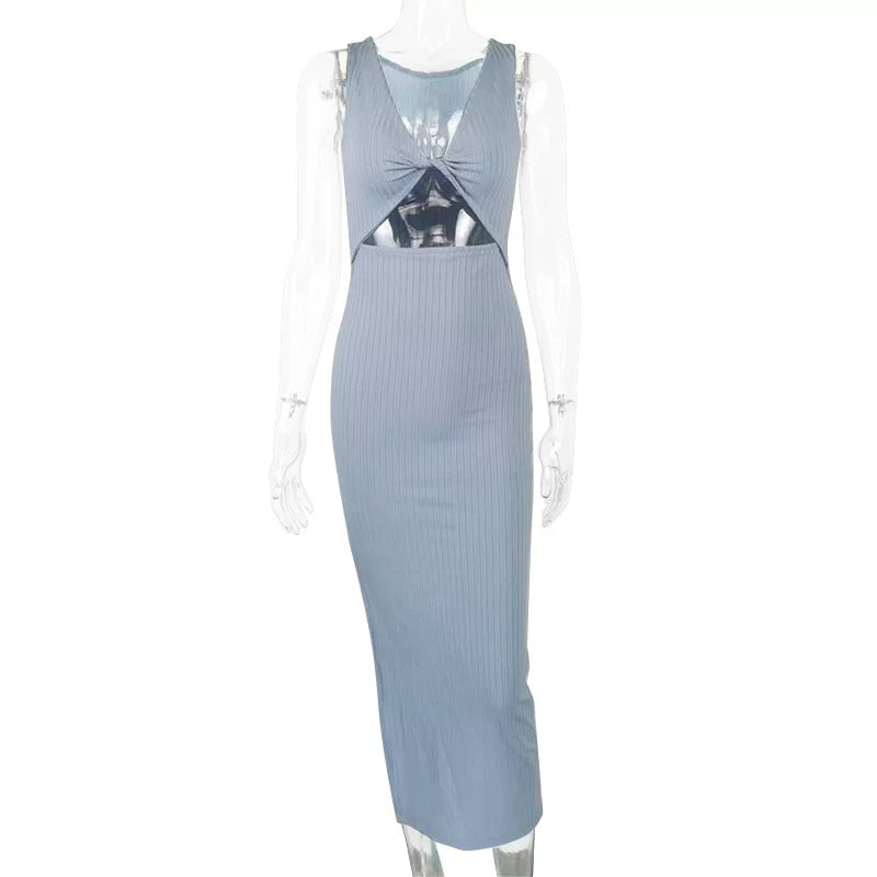 Tank Top Skirt Split Fit Dress Tank Top Skirt Twisted Split Sexy Slimming Dress for Women