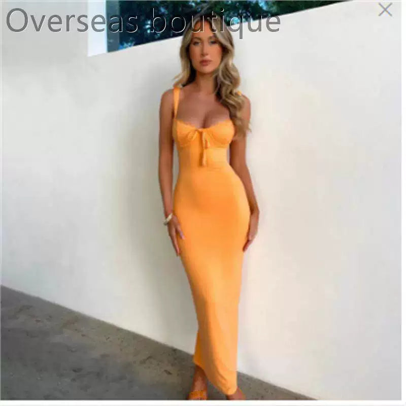 Lace patchwork slit camisole dress slim fit lace patchwork slit suspender dress