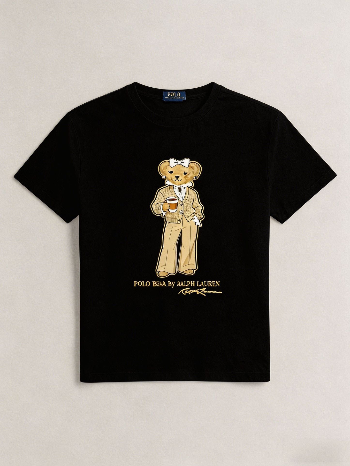 European and American Cross border 2026 Summer Cross border Women's Fashion New Casual Bear Printed Round Neck T-shirt Short Sleeve Top
