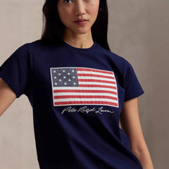 European and American Cross border 2026 Summer Cross border Women's Wear RL Fashion Simple and Versatile Printed Letter Round Neck Short sleeved T-shirt