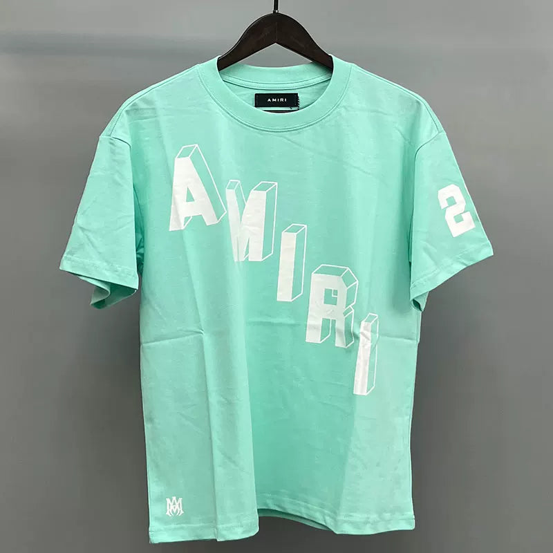 Amiri 3D Block Letter Graphic Short Sleeve T-Shirt - Mint Green