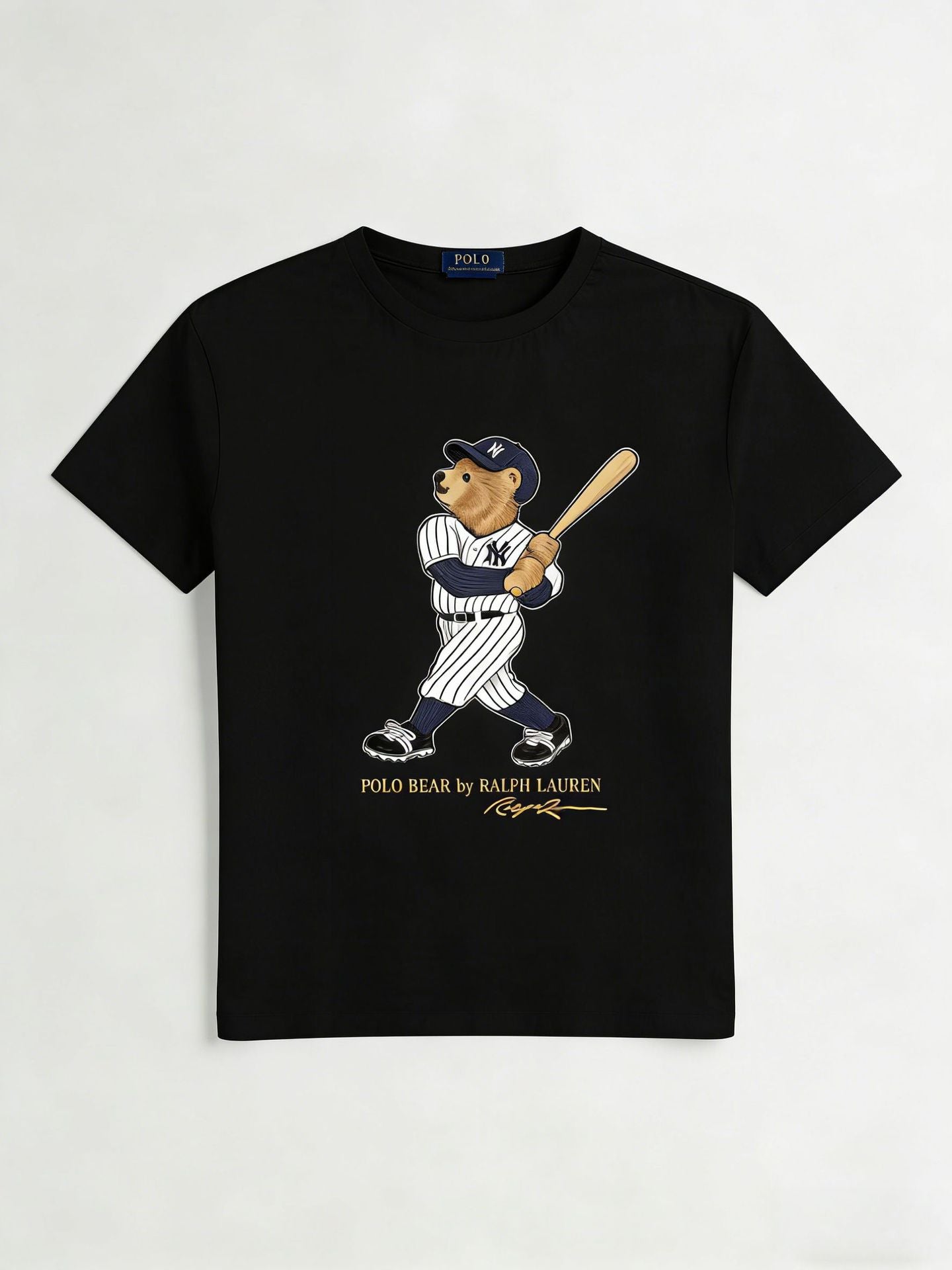 European and American Cross border 2025 Summer Cross border Women's Fashion New Casual Bear Printed T-shirt Round Neck Loose Short Sleeve
