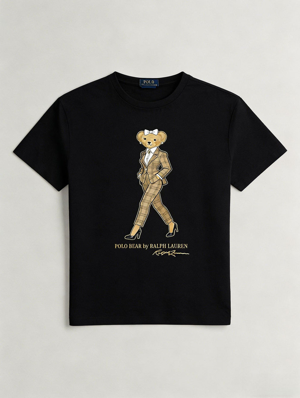 European and American Cross border 2026 Summer Cross border Women's Fashion New Casual Bear Printed Round Neck T-shirt Short Sleeve Top