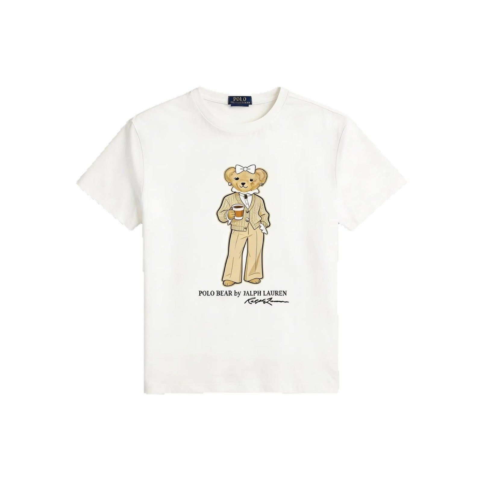 European and American Cross border 2026 Summer Cross border Women's Fashion New Casual Bear Printed Round Neck T-shirt Short Sleeve Top