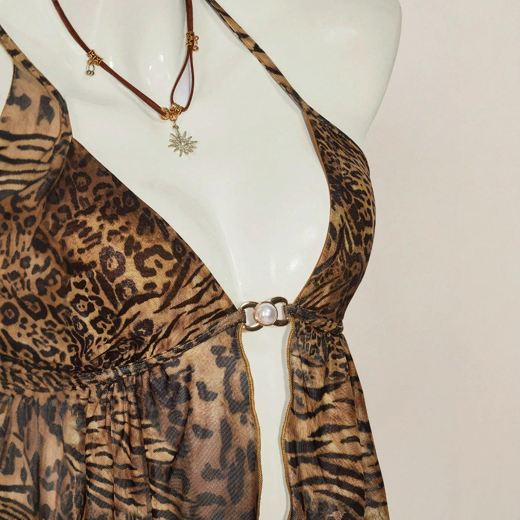 2026 European and American foreign trade sexy printed neck hanging vest cross-border spicy girl trend fashion women's vest top