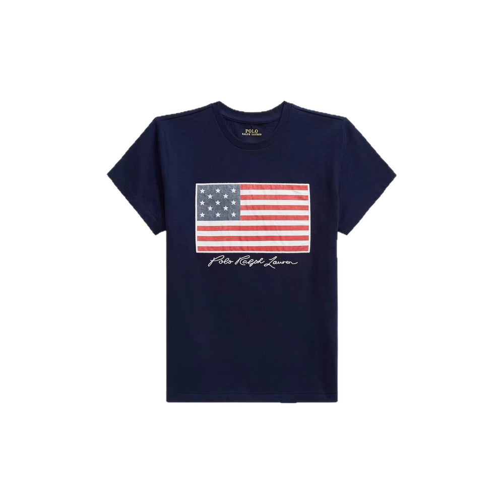 European and American Cross border 2026 Summer Cross border Women's Wear RL Fashion Simple and Versatile Printed Letter Round Neck Short sleeved T-shirt