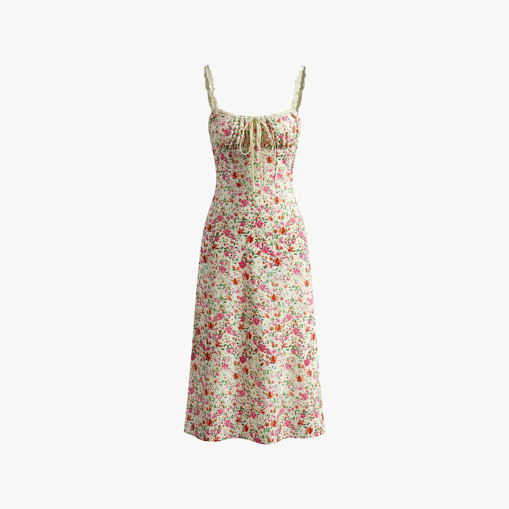2026 new cross-border women's sexy sleeveless camisole slim fit backless floral floral floral floral dress from Europe and America