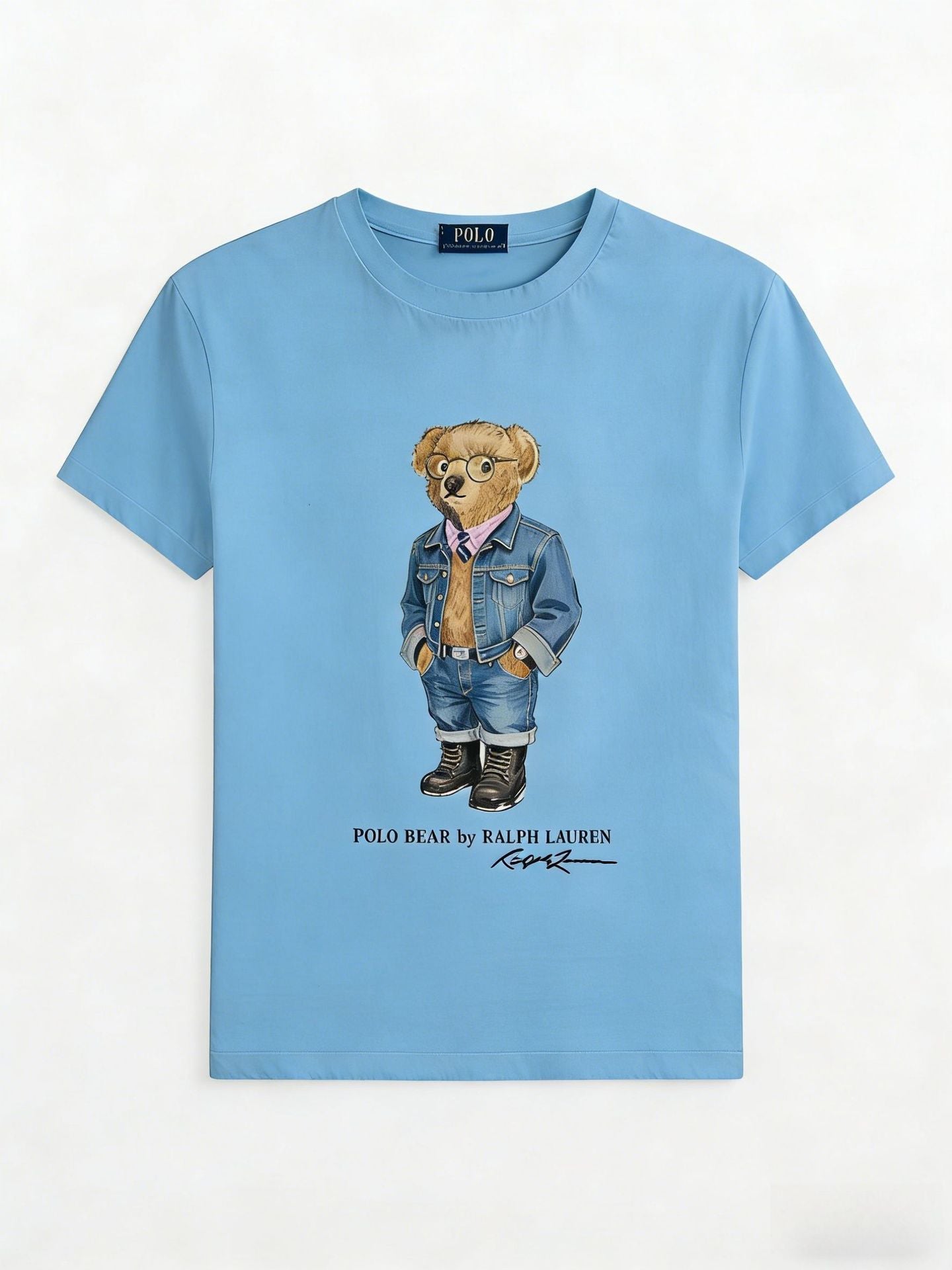 European and American Cross border 2026 Summer Cross border Women's Fashion New Casual Bear Printed Round Neck T-shirt Short Sleeve Top