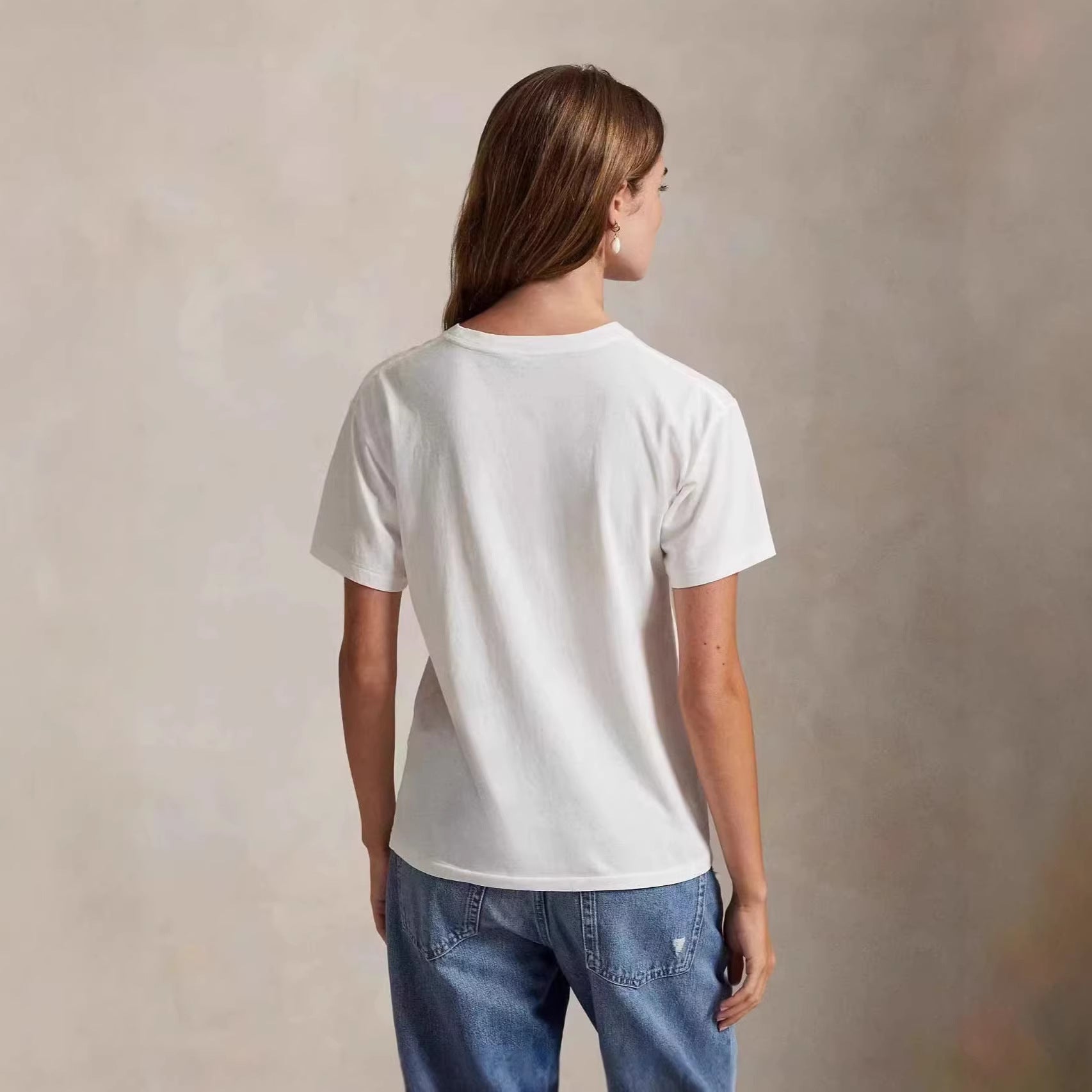 European and American Cross border 2026 Summer Cross border Women's Fashion New Casual Bear Printed Round Neck T-shirt Short Sleeve Top
