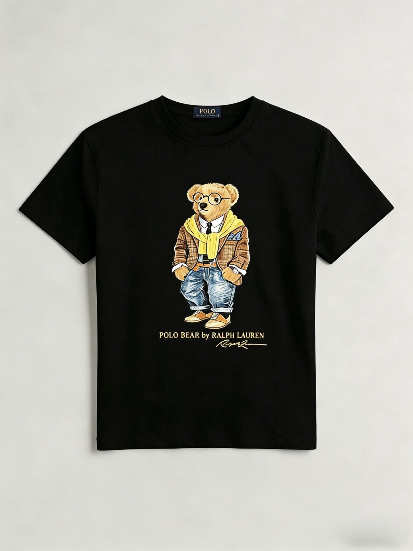 European and American Cross border 2025 Summer Cross border Women's Fashion New Casual Bear Printed T-shirt Round Neck Loose Short Sleeve
