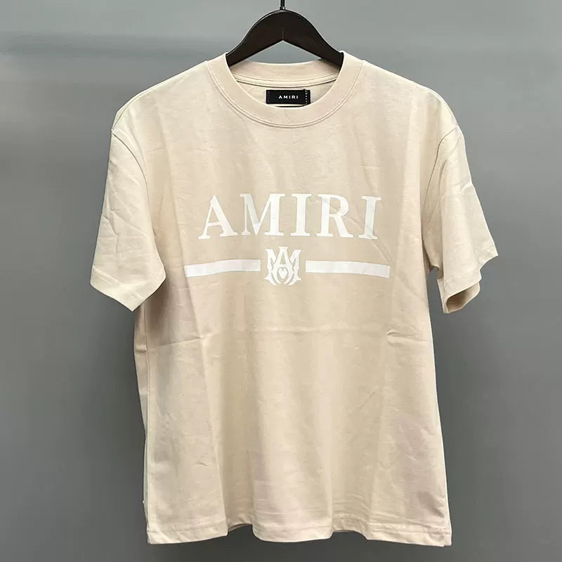 Amiri White Logo Stripe Graphic Short Sleeve T-Shirt - Cream