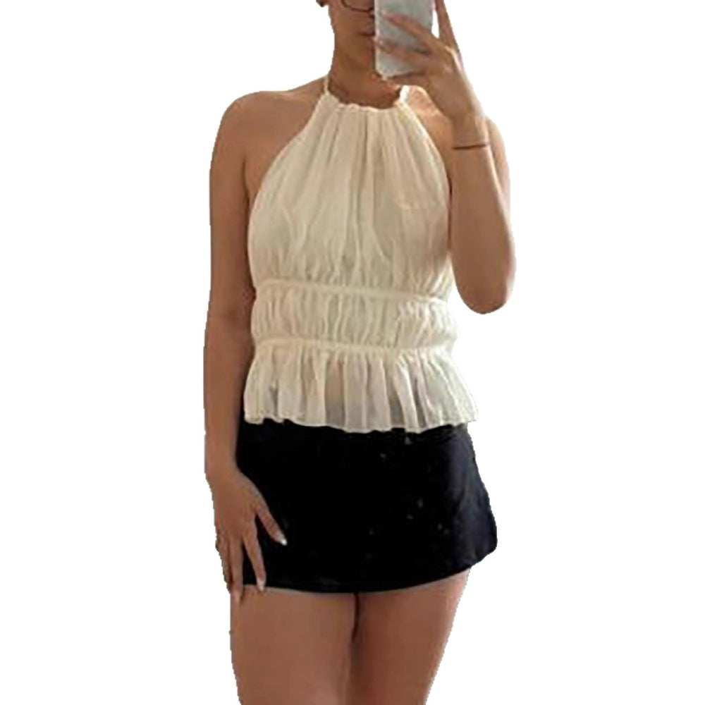 2026 European and American Cross border Women's Foreign Trade Summer Sleeveless Strap Tank Top Chiffon Lightweight Strap Top