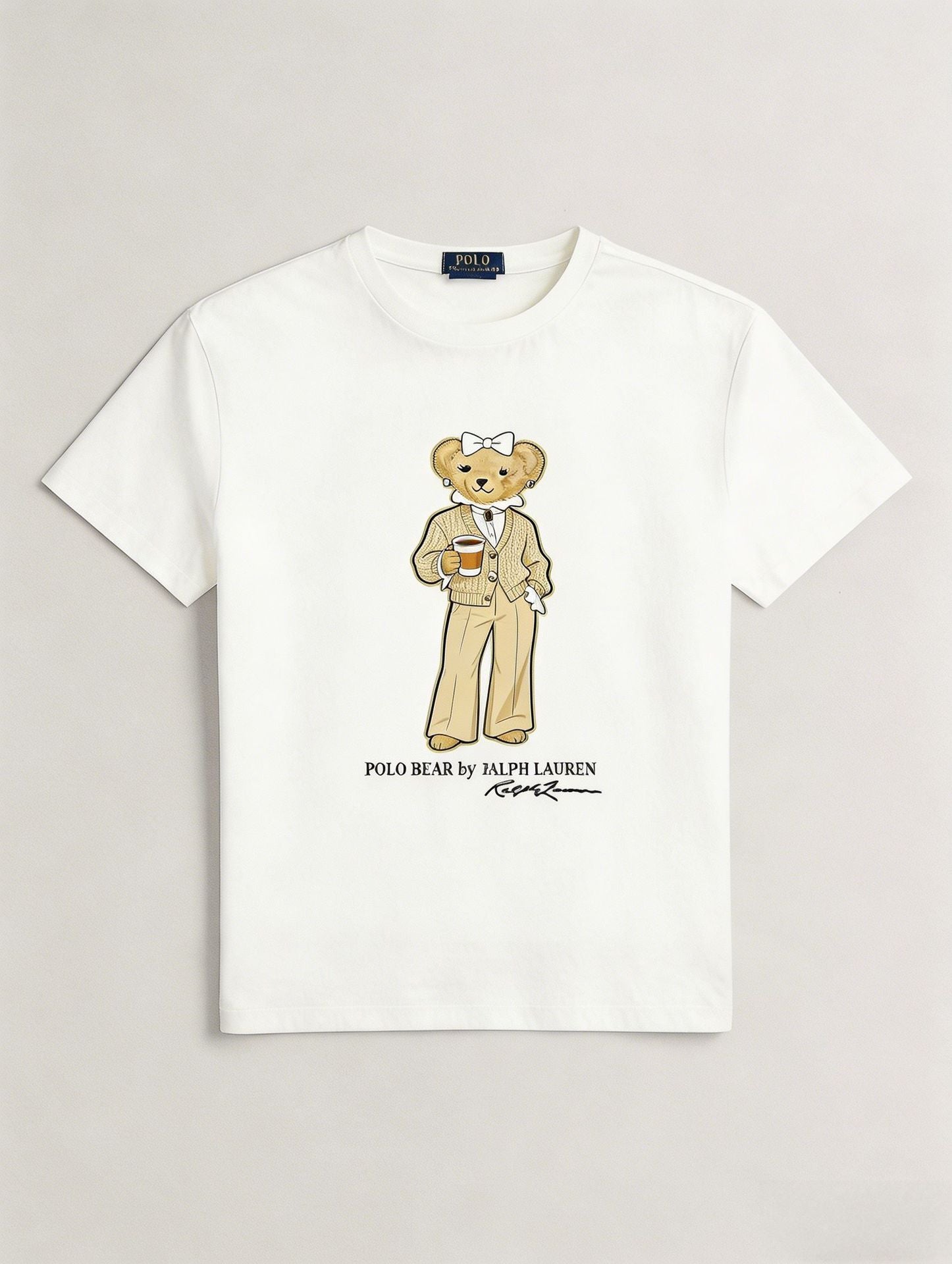 European and American Cross border 2026 Summer Cross border Women's Fashion New Casual Bear Printed Round Neck T-shirt Short Sleeve Top