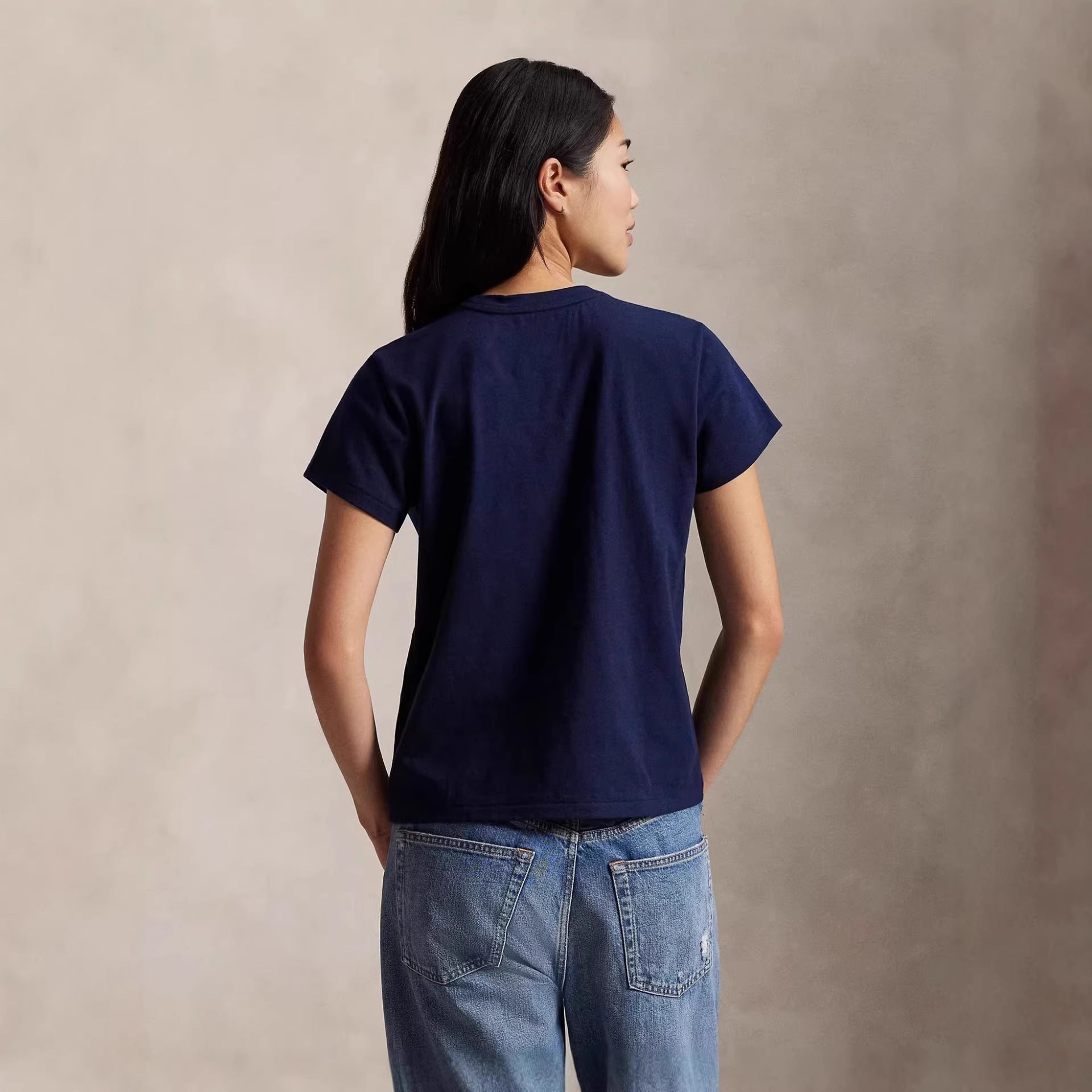 European and American Cross border 2026 Summer Cross border Women's Wear RL Fashion Simple and Versatile Printed Letter Round Neck Short sleeved T-shirt