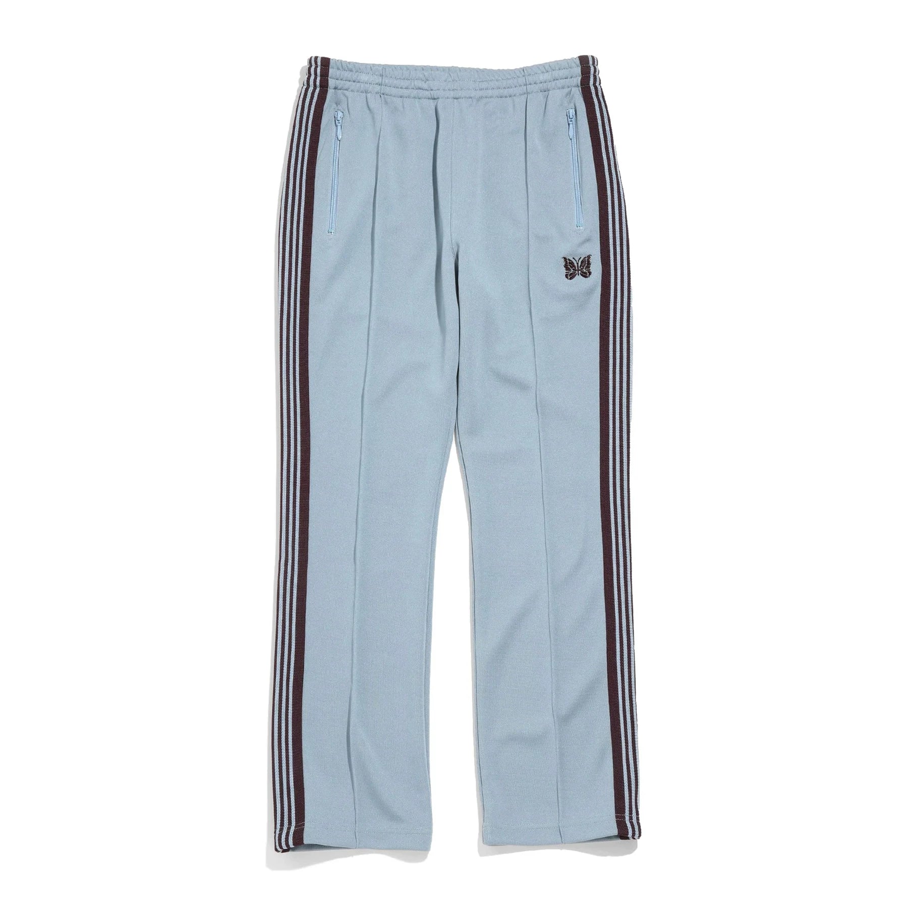 Needles Style Embroidered Butterfly Multi-Stripe Track Pants - Light Blue/Dark