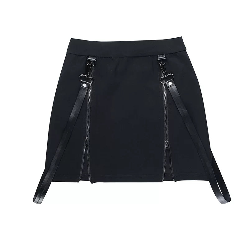 Design sense: Double zipper, high waist, slit, spicy girl, tight fitting, hip hugging skirt, women's trendy, short, sexy half length skirt, summer
