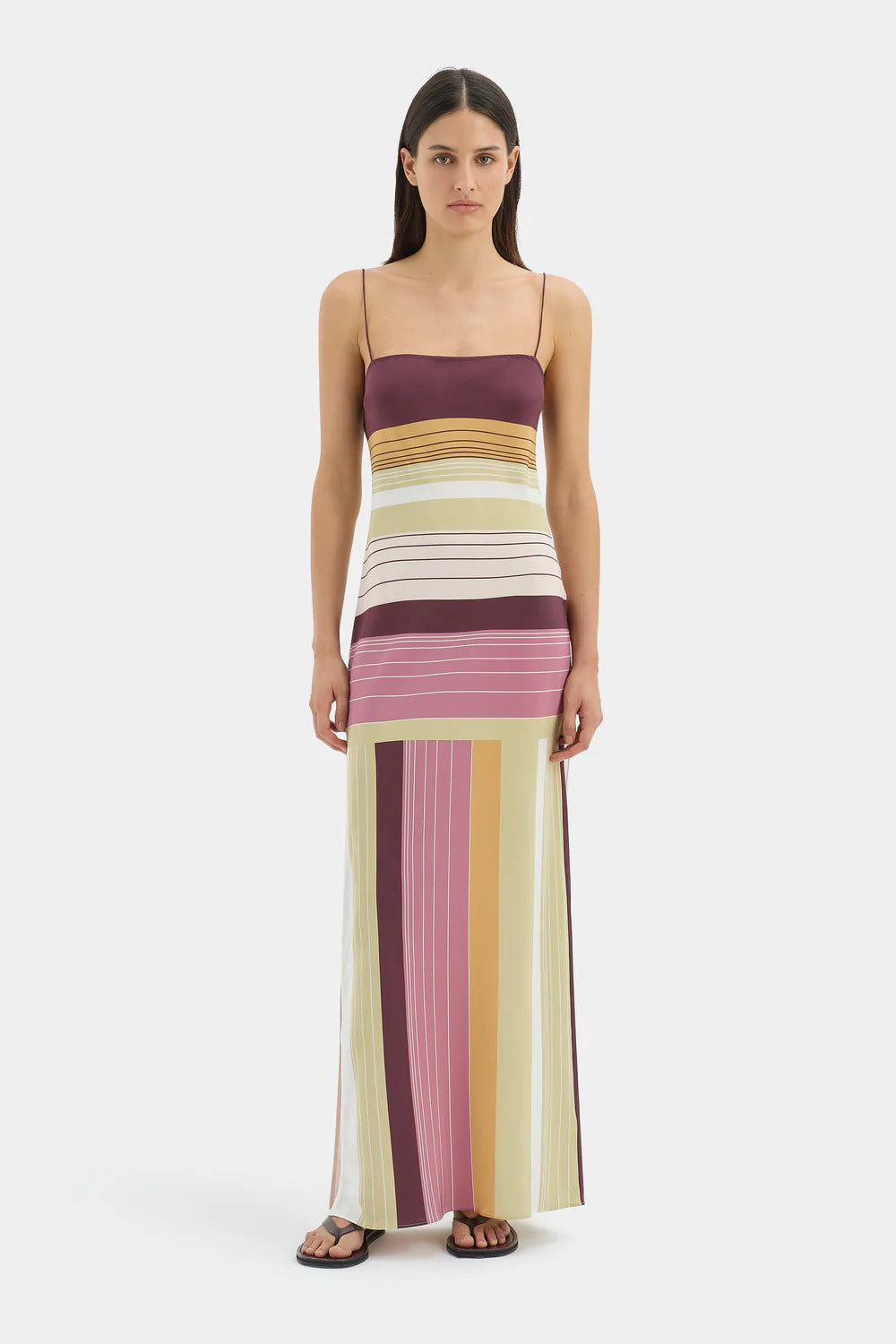 2026 New Cross border Women's Clothing Retro Vacation Style Printed Square Collar Strap Waist Look Slimming Long Dress from Europe and America