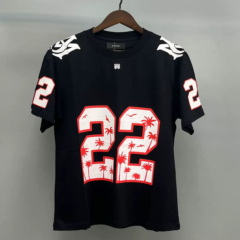 Amiri Number 22 Palm Tree Graphic Short Sleeve T-Shirt - Black