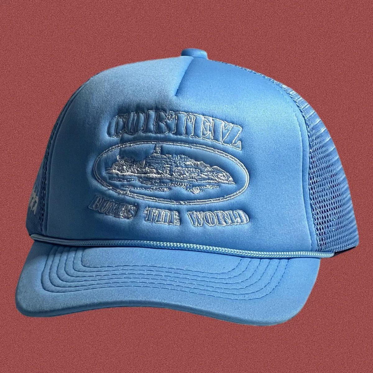 Corteiz Classic Oval Ship Logo Trucker Hat - Light Blue