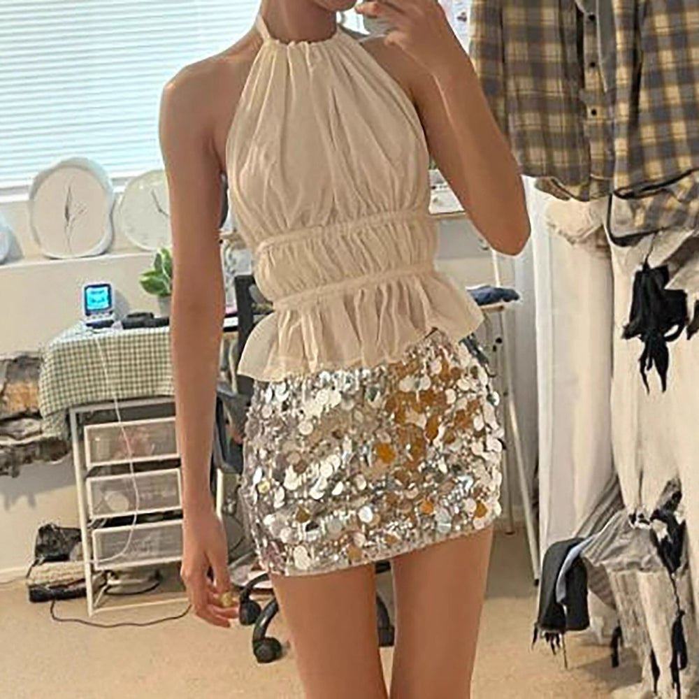 2026 European and American Cross border Women's Foreign Trade Summer Sleeveless Strap Tank Top Chiffon Lightweight Strap Top