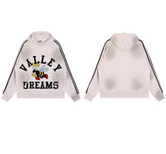 Vale Forever Vintage Bee Graphic Hoodie & Striped Sweatpants Set - Off White